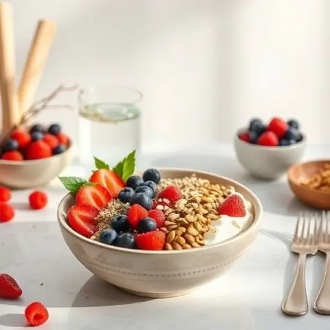 Yogurt-Free Coconut Kefir Bowl with Berries and Seeds