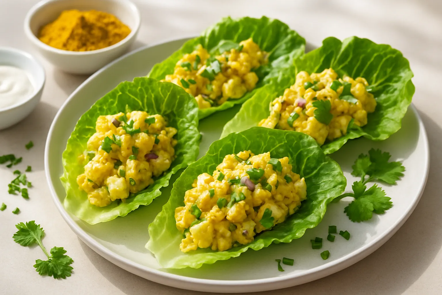 Curried Egg Salad Lettuce Wraps