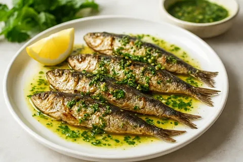 Grilled Sardines with Collagen Lemon-Parsley Dressing