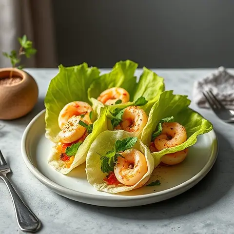 Prawn Moilee Lettuce Cups with Coconut-Lime Drizzle