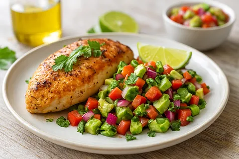 Cilantro Lime Chicken with Charred Corn-free Salsa