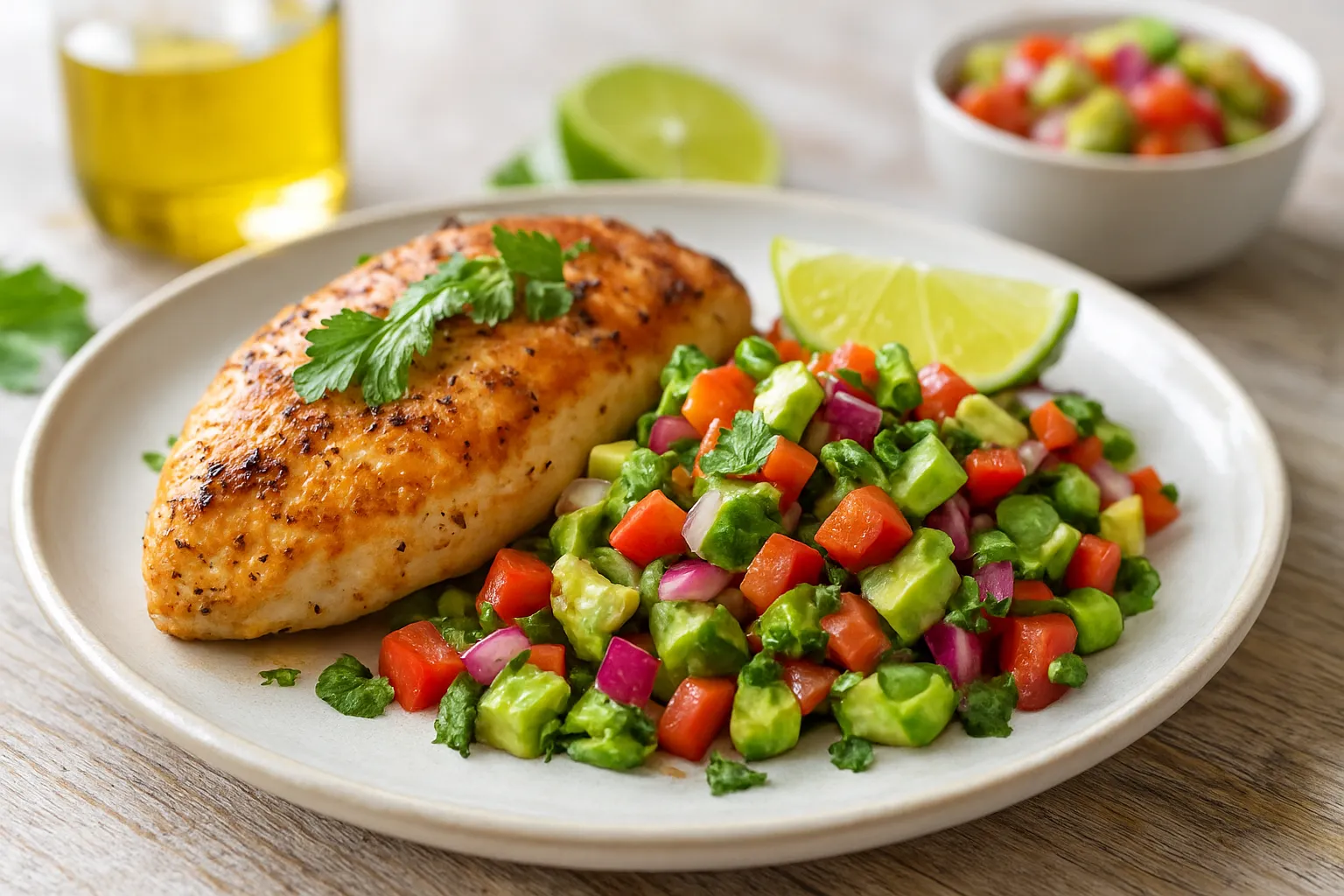 Cilantro Lime Chicken with Charred Corn-free Salsa