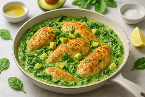 Creamy Avocado & Spinach Chicken Skillet