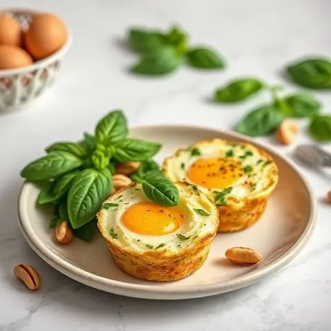 Spinach-Basil Egg Muffins with Pine Nuts