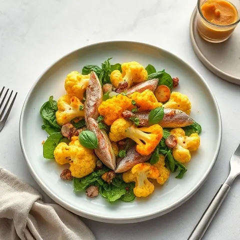 Sardine & Roasted Cauliflower Salad with Turmeric