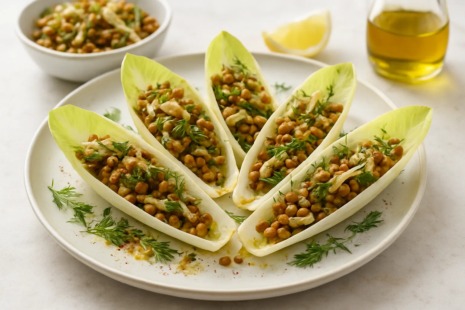 Spiced Lentil & Fennel Salad Endive Boats