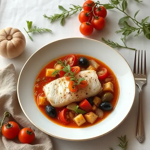 Hearty Fish Stew with Tomatoes, Fennel and Olives