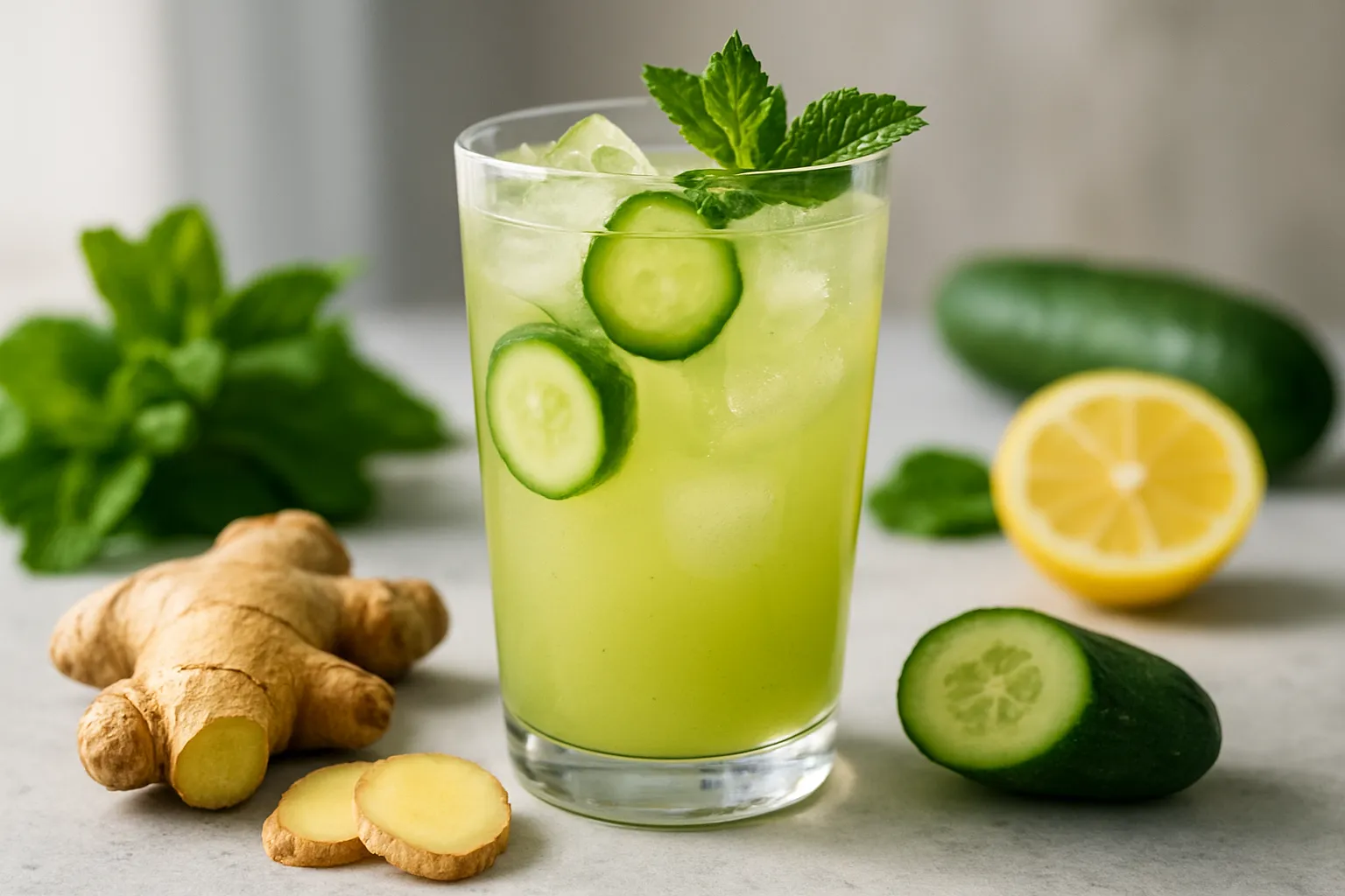 Refreshing Ginger-Cucumber Mint Cooler