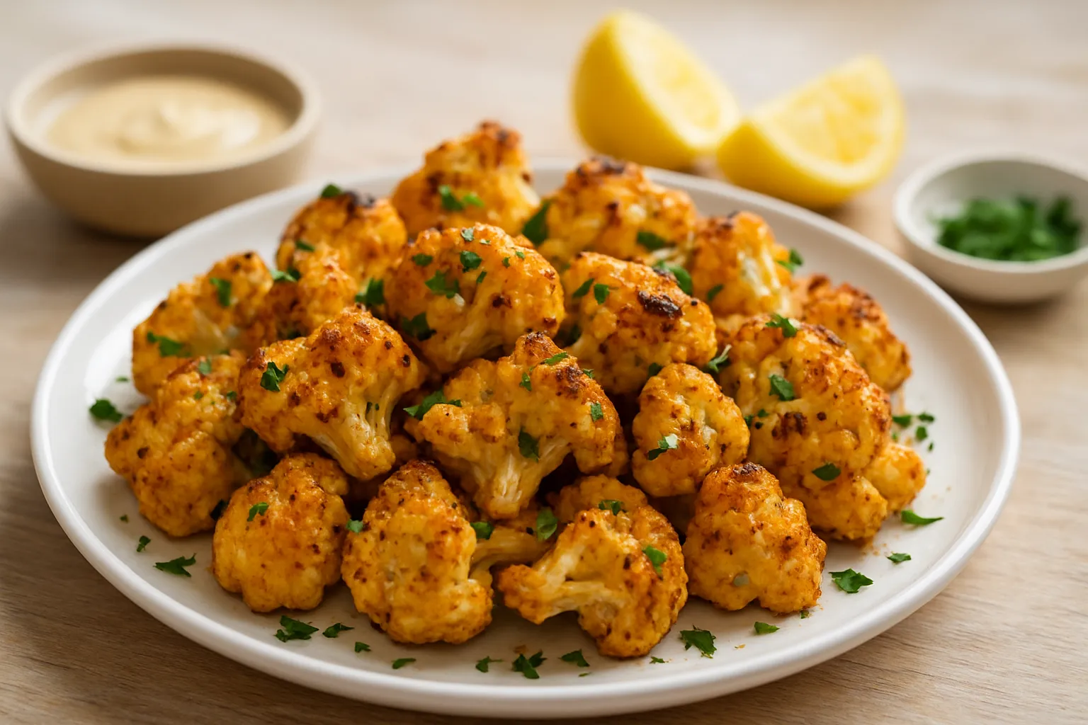 Lemon-Tahini Roasted Cauliflower Bites
