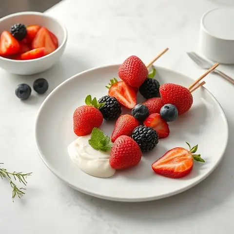 Berry Kabobs with Creamy Yogurt Dip