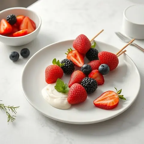 Berry Kabobs with Creamy Yogurt Dip