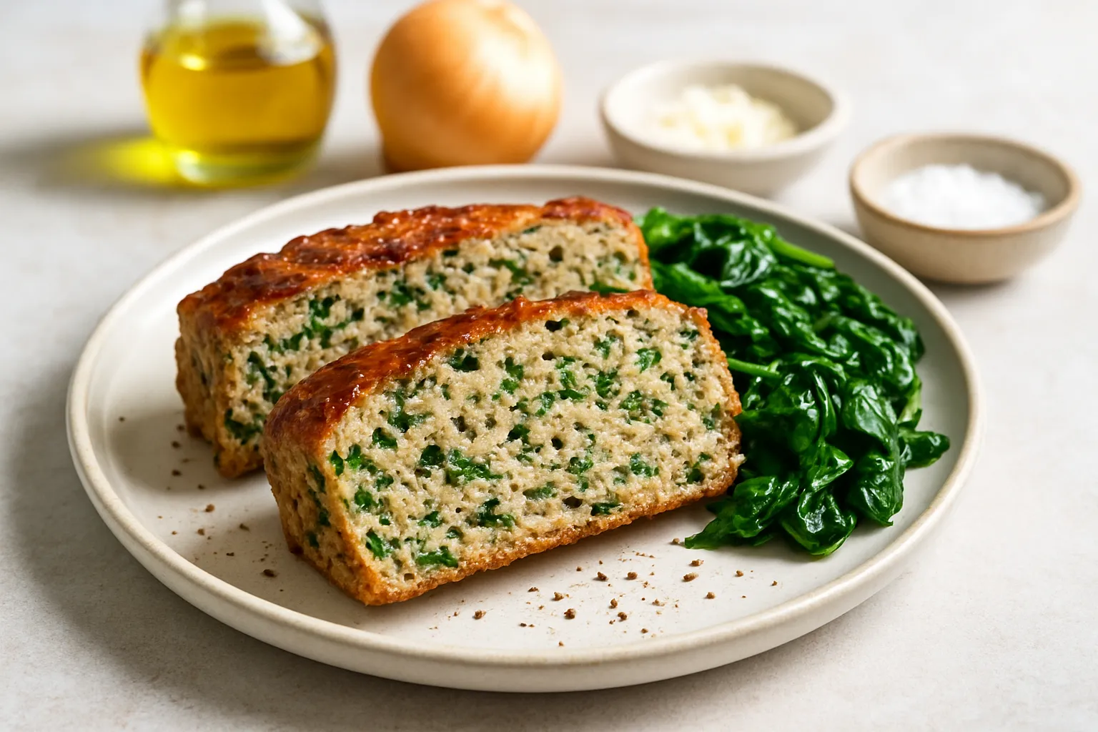 Turkey and Spinach Meatloaf with Almond Flour