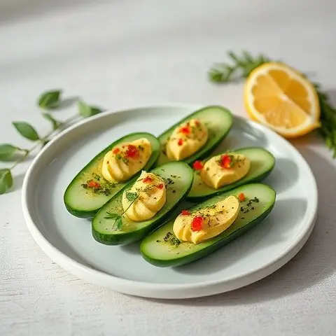 Soft Avocado Cucumber Boats with Lemon