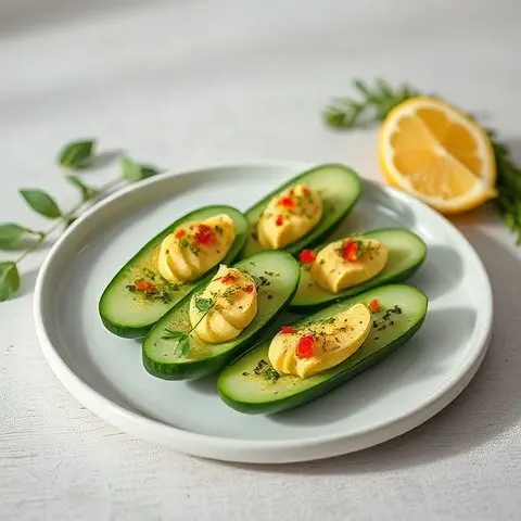 Soft Avocado Cucumber Boats with Lemon