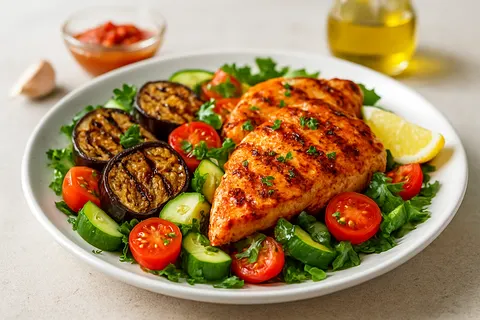 Harissa-Grilled Chicken & Eggplant Salad