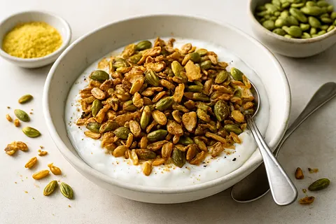 Savory Pumpkin-Seed Granola over Unsweetened Coconut Yogurt