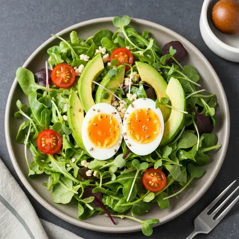 Egg and Avocado Breakfast Salad with Microgreens