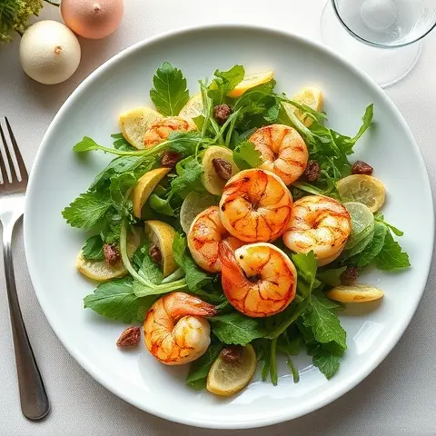 Roasted Fennel and Arugula Salad with Grilled Shrimp