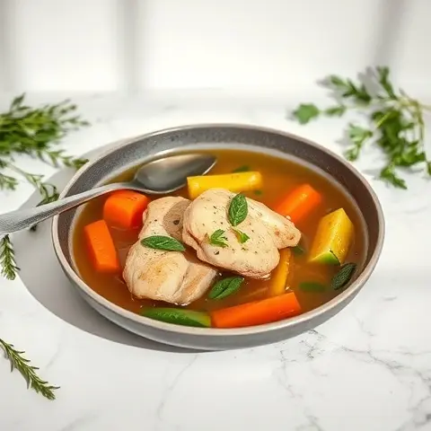 Herbed Chicken Bone Broth with Vegetables