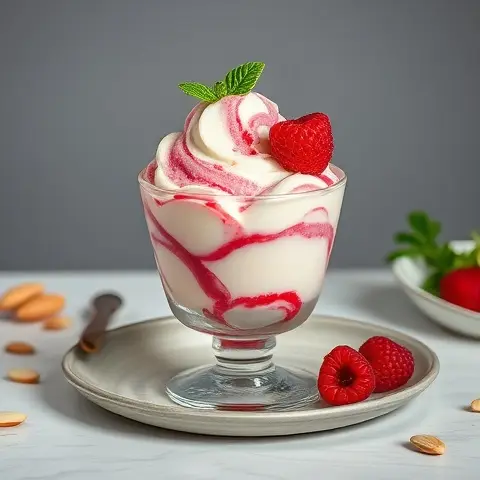 Raspberry-Almond Swirl Ice Cream (Unsweetened)