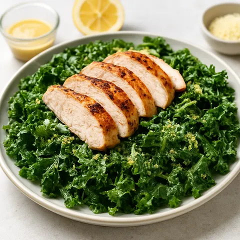 Grilled Chicken Caesar-Style Kale Salad (No Croutons)