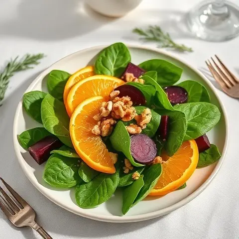 Detox Spinach, Beet & Orange Salad with Walnuts