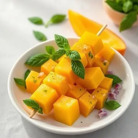 Thai Basil Mango-Lime Skewers