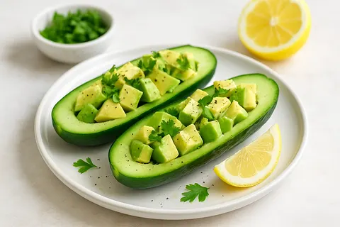 Cucumber & Avocado Breakfast Boat with Lemon