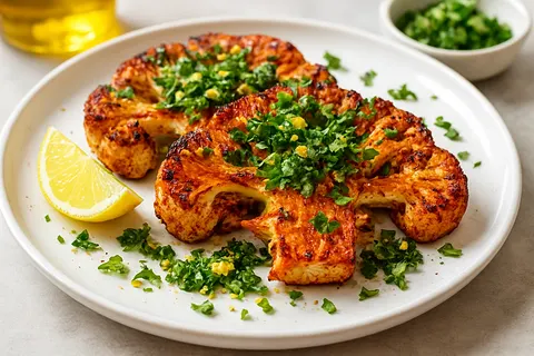 Harissa-Roasted Cauliflower Steaks with Parsley Gremolata