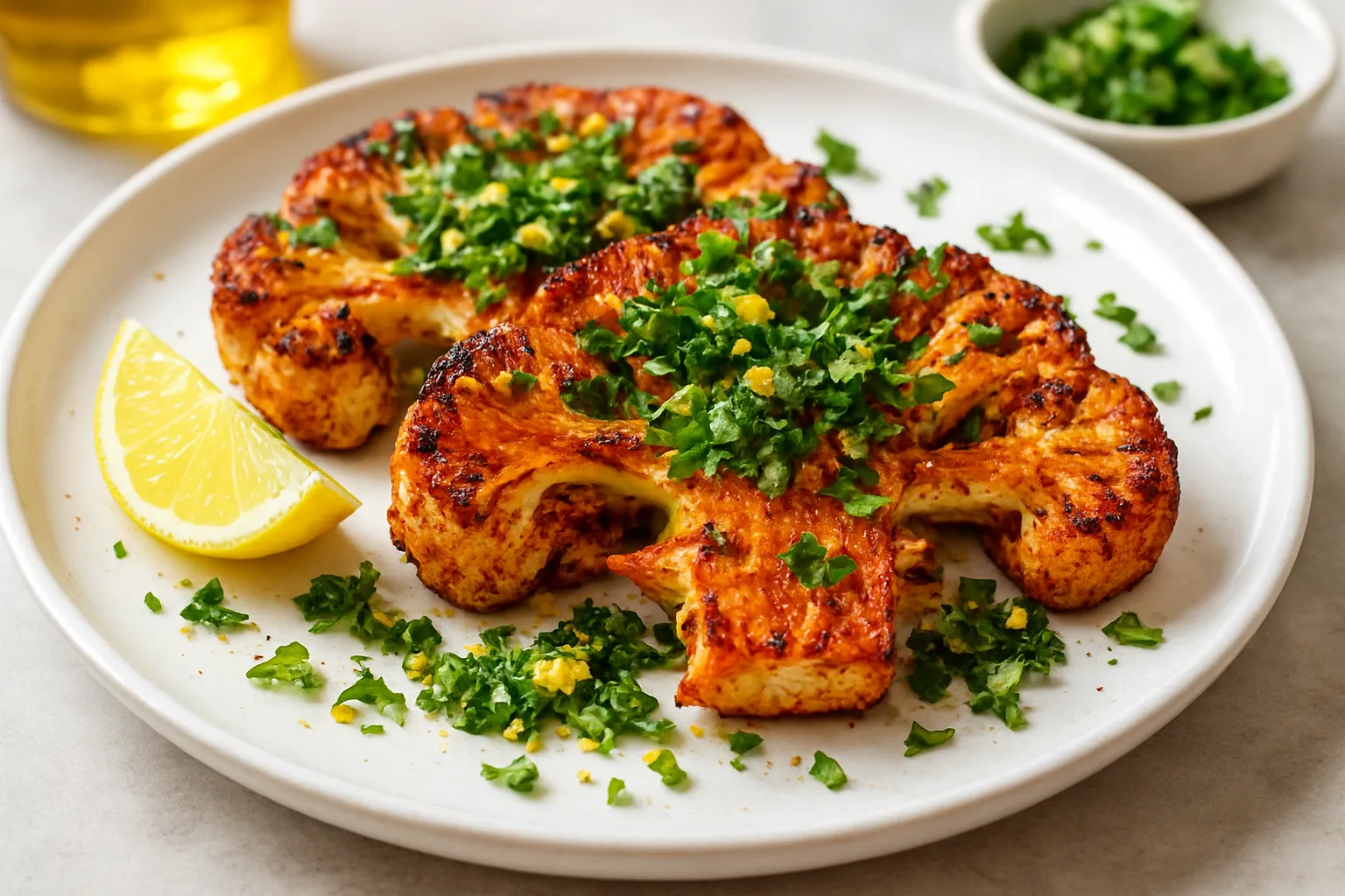 Harissa-Roasted Cauliflower Steaks with Parsley Gremolata
