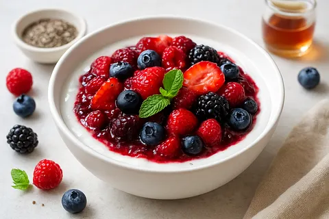 Nutritious Lemon-Free Berry Compote over Coconut Yogurt