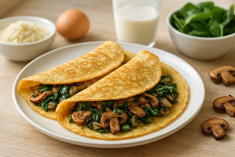 Almond Flour Crepes with Savory Mushroom Filling