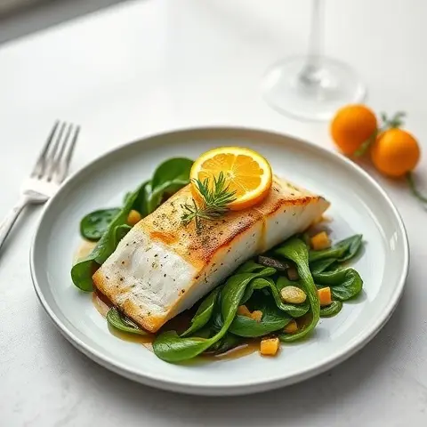 Fennel-Citrus Baked Sea Bream with Wilted Spinach