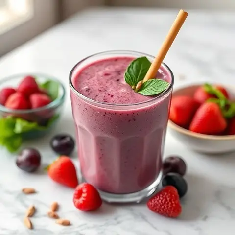 Berry Spinach Smoothie with Ground Flax