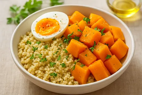 Nutritious Millet & Steamed Pumpkin Bowl with Soft Egg