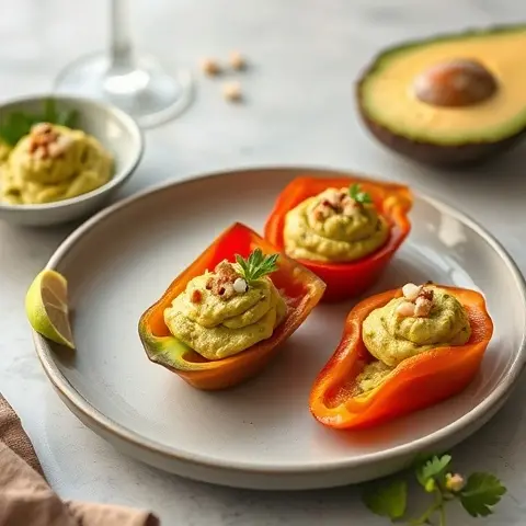 Mini Bell Pepper Boats with Guacamole