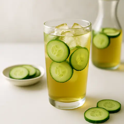 Refreshing Cold-Brew Green Tea with Cucumber Rounds