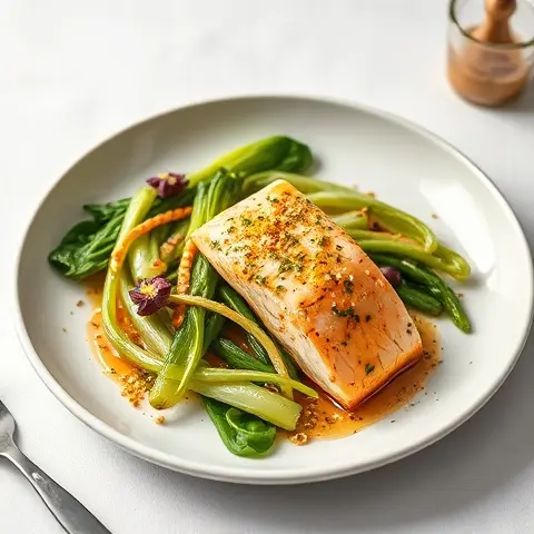 Sesame-Ginger Salmon with Sautéed Bok Choy