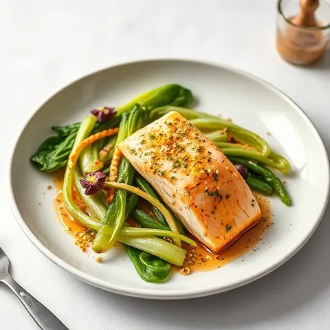 Sesame-Ginger Salmon with Sautéed Bok Choy