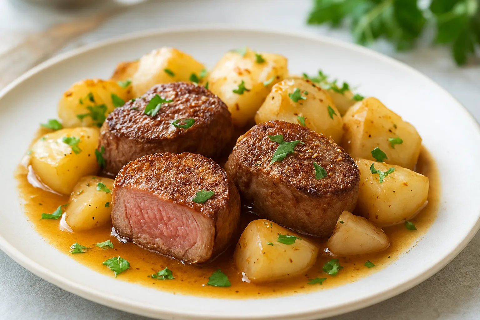 Clove & Cinnamon Seared Lamb Medallions with Braised Turnips