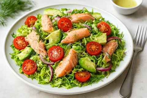Shredded Brussels Sprouts and Smoked Trout Breakfast Salad