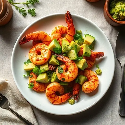 Chili-Lime Grilled Shrimp with Avocado-Cucumber Salsa