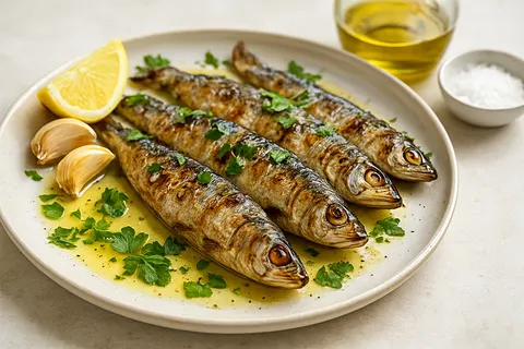Grilled Sardines with Collagen Lemon-Garlic Marinade