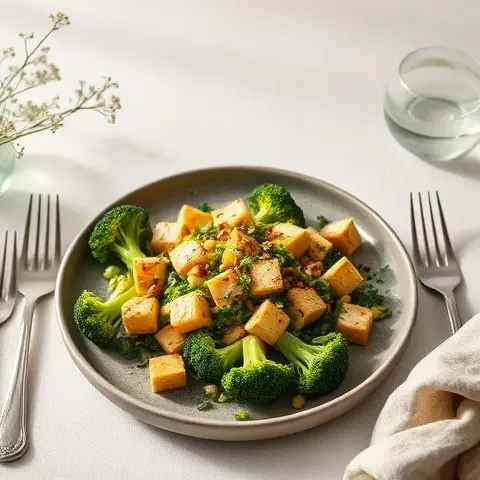 Tofu and Broccoli Breakfast Sheet Pan Bake