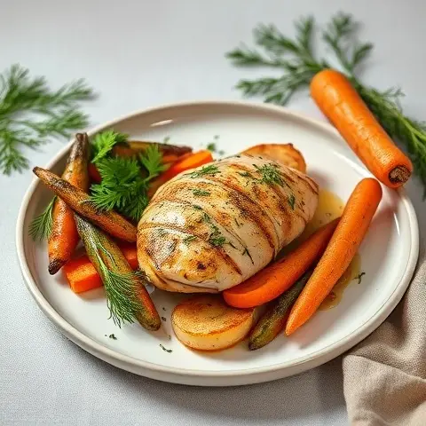 Dill-Parsley Roasted Chicken Breast with Carrot & Parsnip