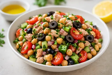 Mediterranean Chickpea Salad with Tuna