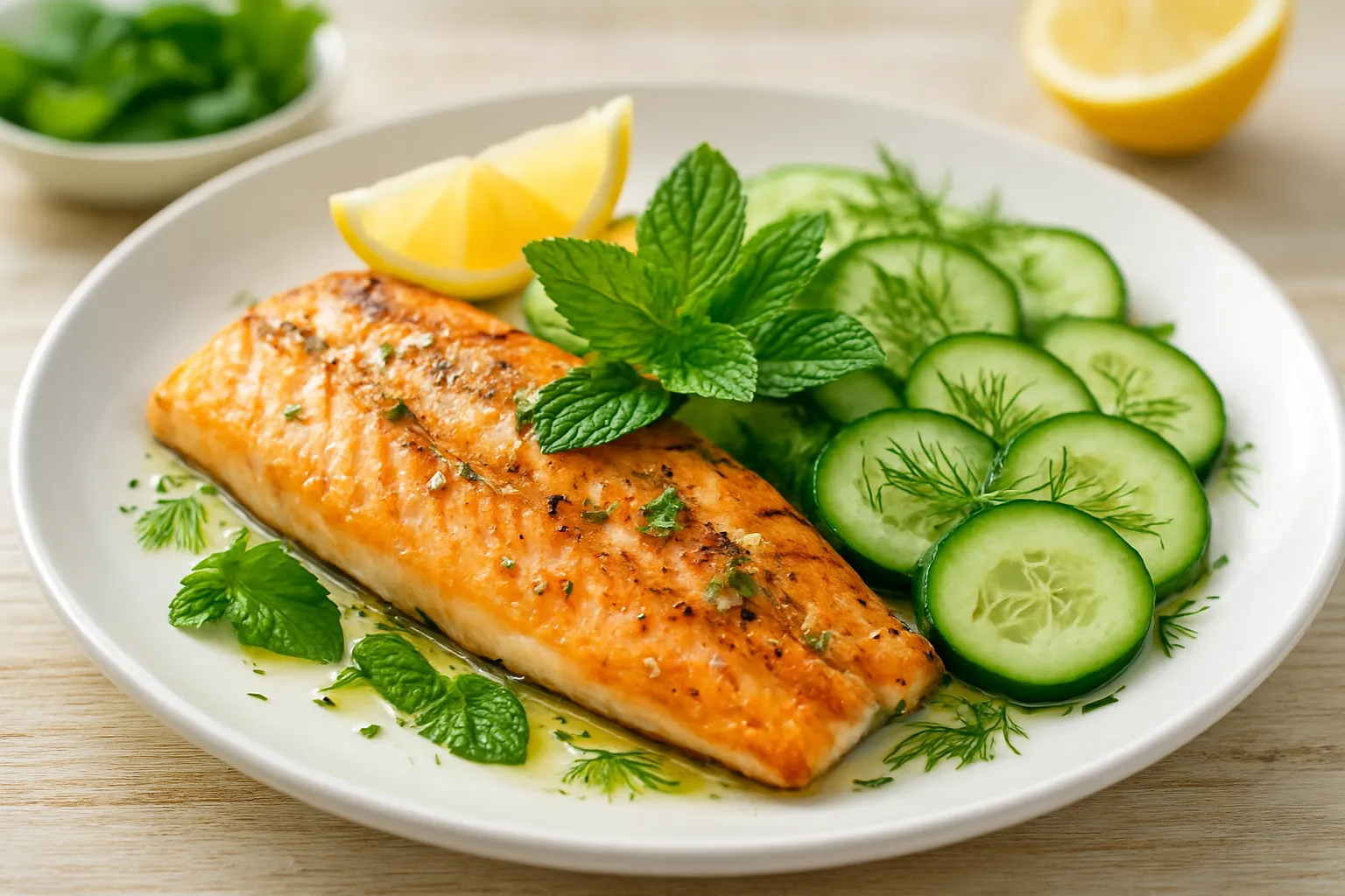 Lemon-Mint Grilled Trout with Cucumber & Dill