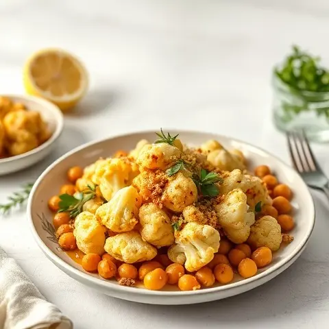 Lemon-Tahini Roasted Cauliflower & Chickpeas