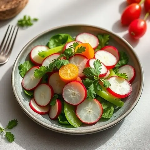 Turmeric-Ginger Radish & Cucumber Salad with Cilantro