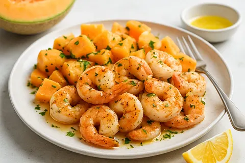 Lemon Pepper Shrimp with Cantaloupe Salad